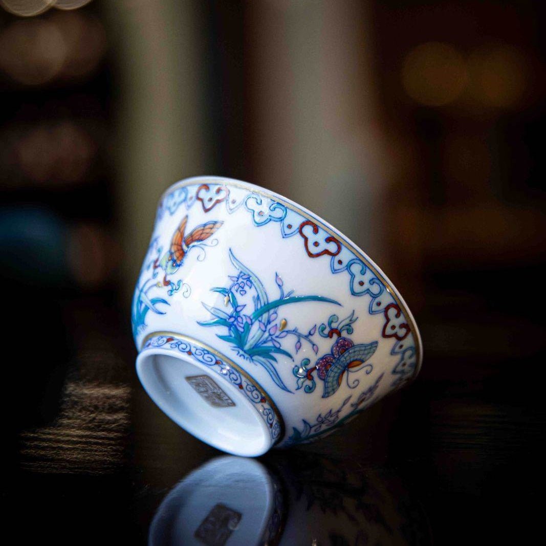 Lan Hua Hu Die 125cc - Jing De Zhen Porcelain Gaiwan - zycs_China