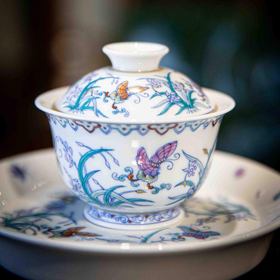 Lan Hua Hu Die 125cc - Jing De Zhen Porcelain Gaiwan - zycs_China