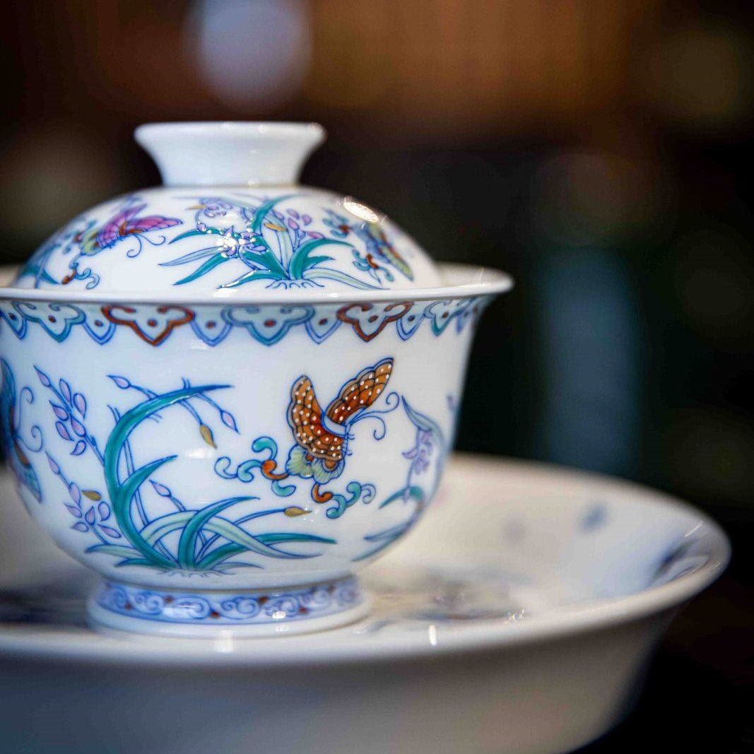 Lan Hua Hu Die 125cc - Jing De Zhen Porcelain Gaiwan - zycs_China