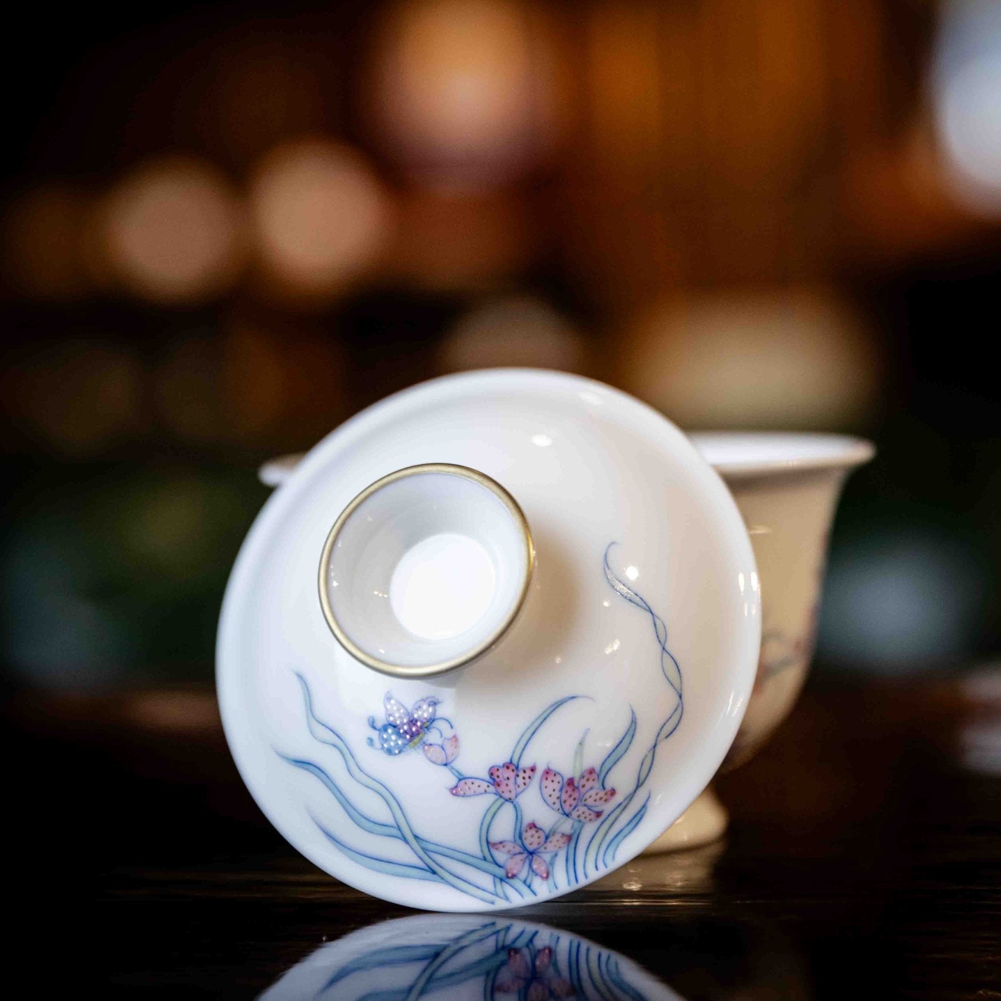 Lan Hua Hu Die 160cc - Jing De Zhen Porcelain Gaiwan - zycs_China