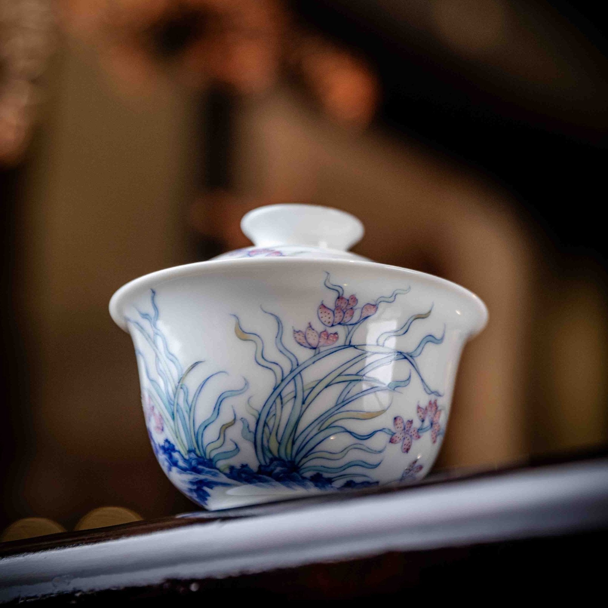 Lan Hua Hu Die 160cc - Jing De Zhen Porcelain Gaiwan - zycs_China