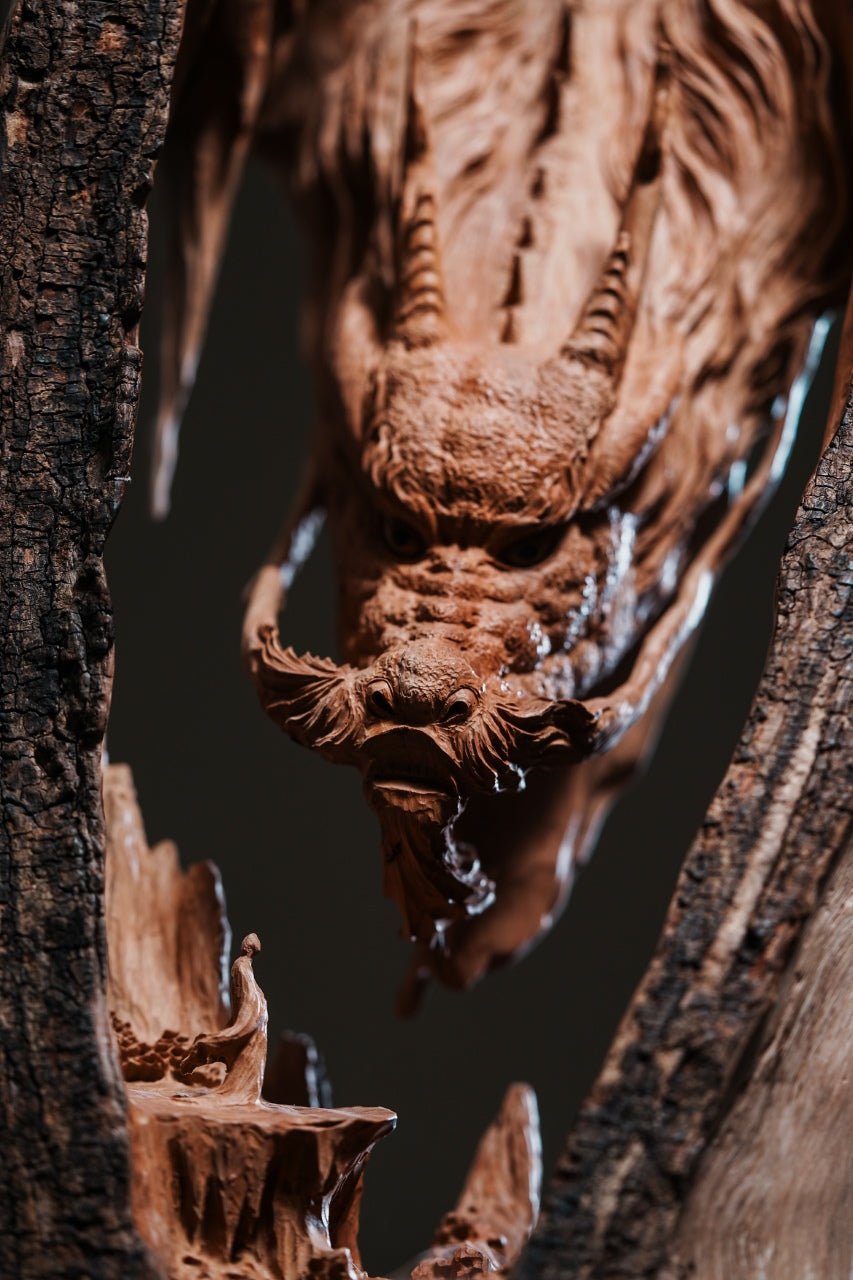 Lao Long Pan Mu - Wood Sculpture - zycs_China