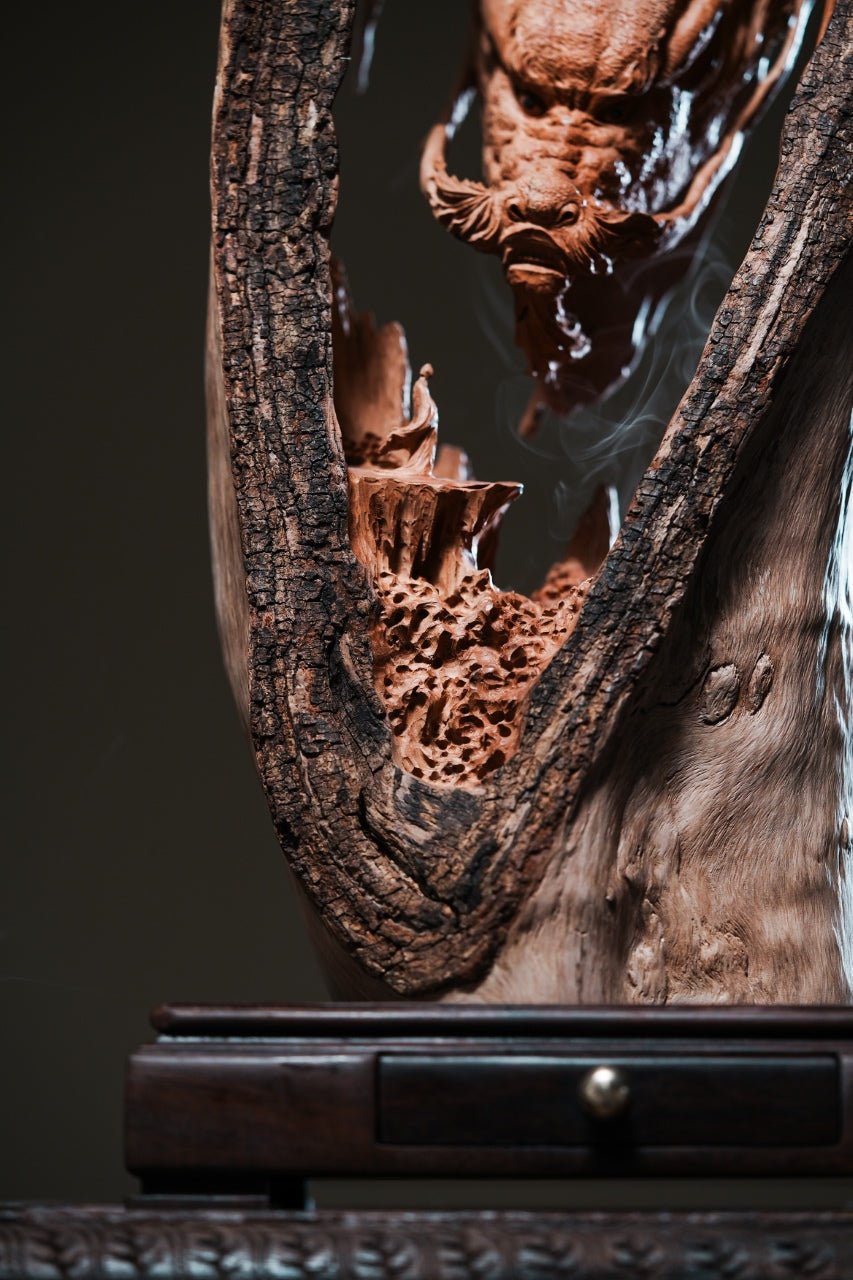 Lao Long Pan Mu - Wood Sculpture - zycs_China