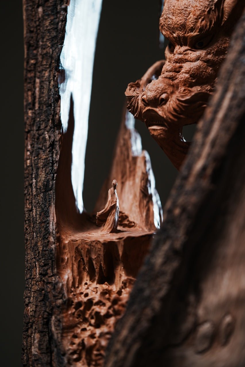 Lao Long Pan Mu - Wood Sculpture - zycs_China