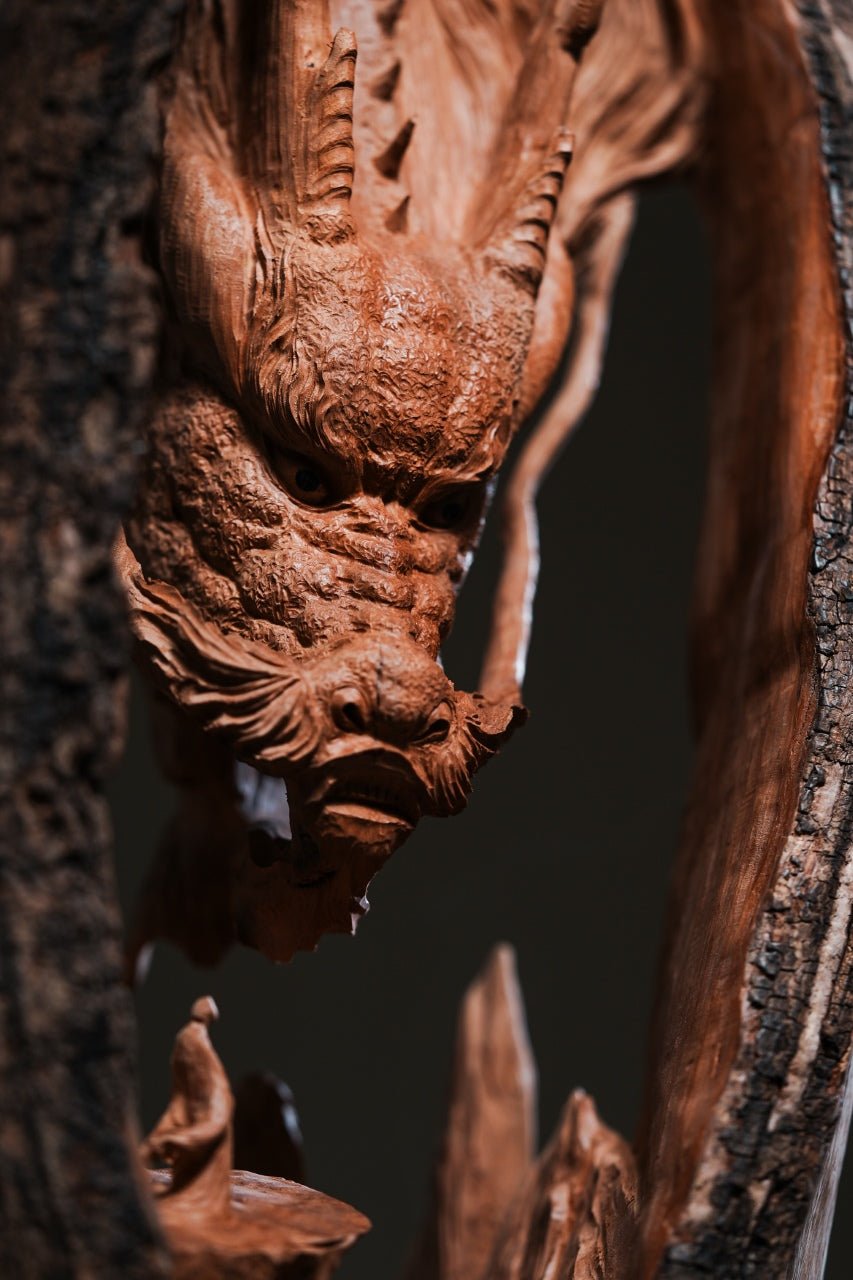 Lao Long Pan Mu - Wood Sculpture - zycs_China