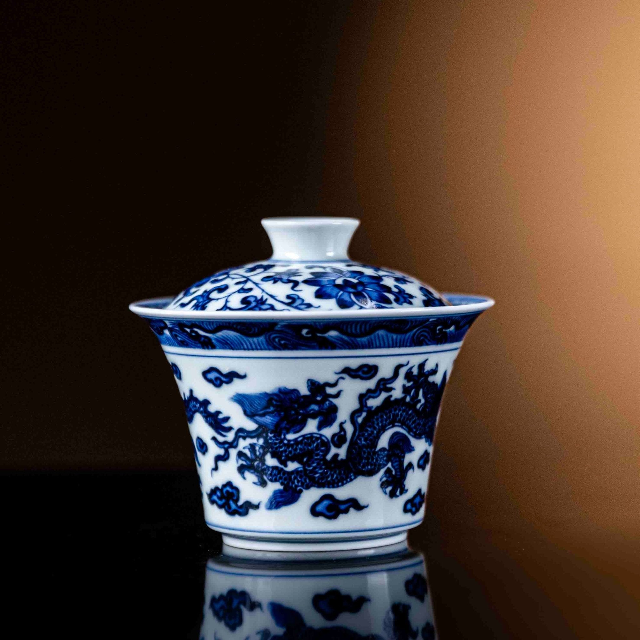 Long Chuan Hua 120cc - Jing De Zhen Porcelain Gaiwan - zycs_China