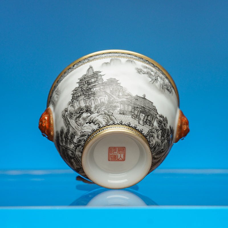 Lou Ge Shan Shui 140cc - Jing De Zhen Porcelain Gaiwan - zycs_China