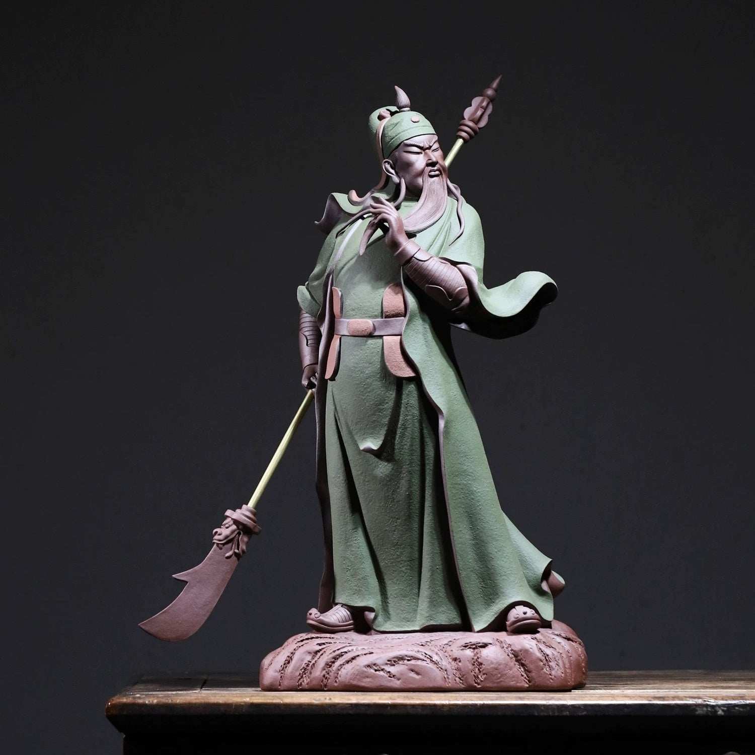 Lv Pao Guan Gong - Zisha Sculpture - zycs_China