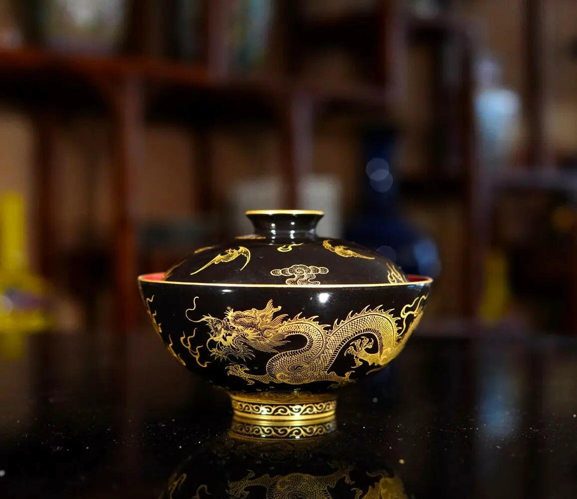 Miao Jin Shuang Long Wen - Jing De Zhen Porcelain Gaiwan - zycs_China - tea - teapot