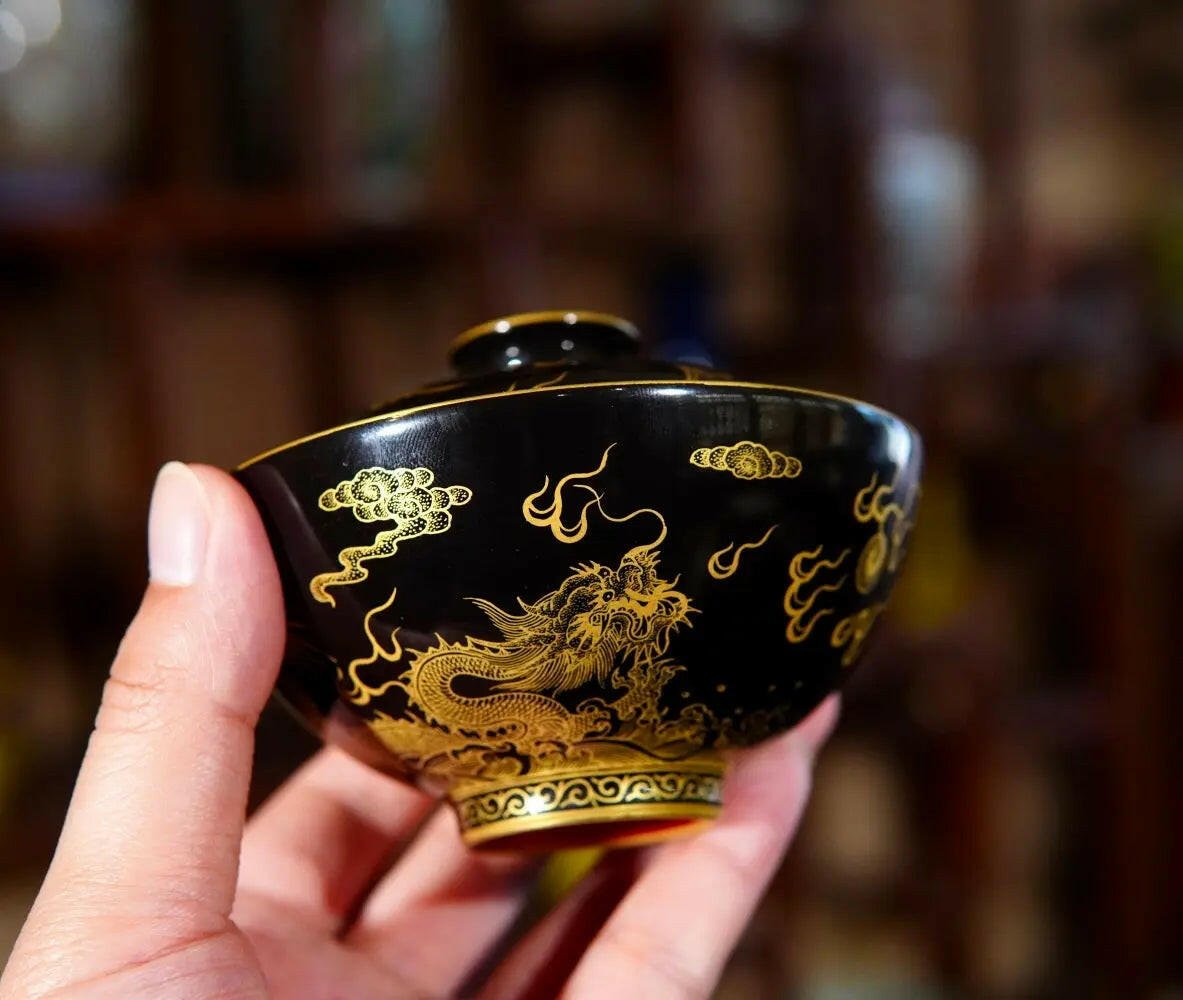 Miao Jin Shuang Long Wen - Jing De Zhen Porcelain Gaiwan - zycs_China - tea - teapot