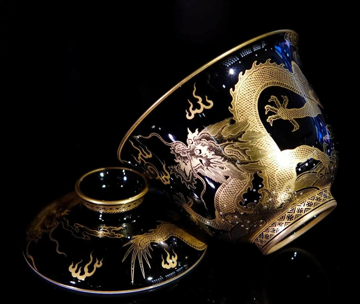 Miao Jin Shuang Long Wen - Jing De Zhen Porcelain Gaiwan - zycs_China