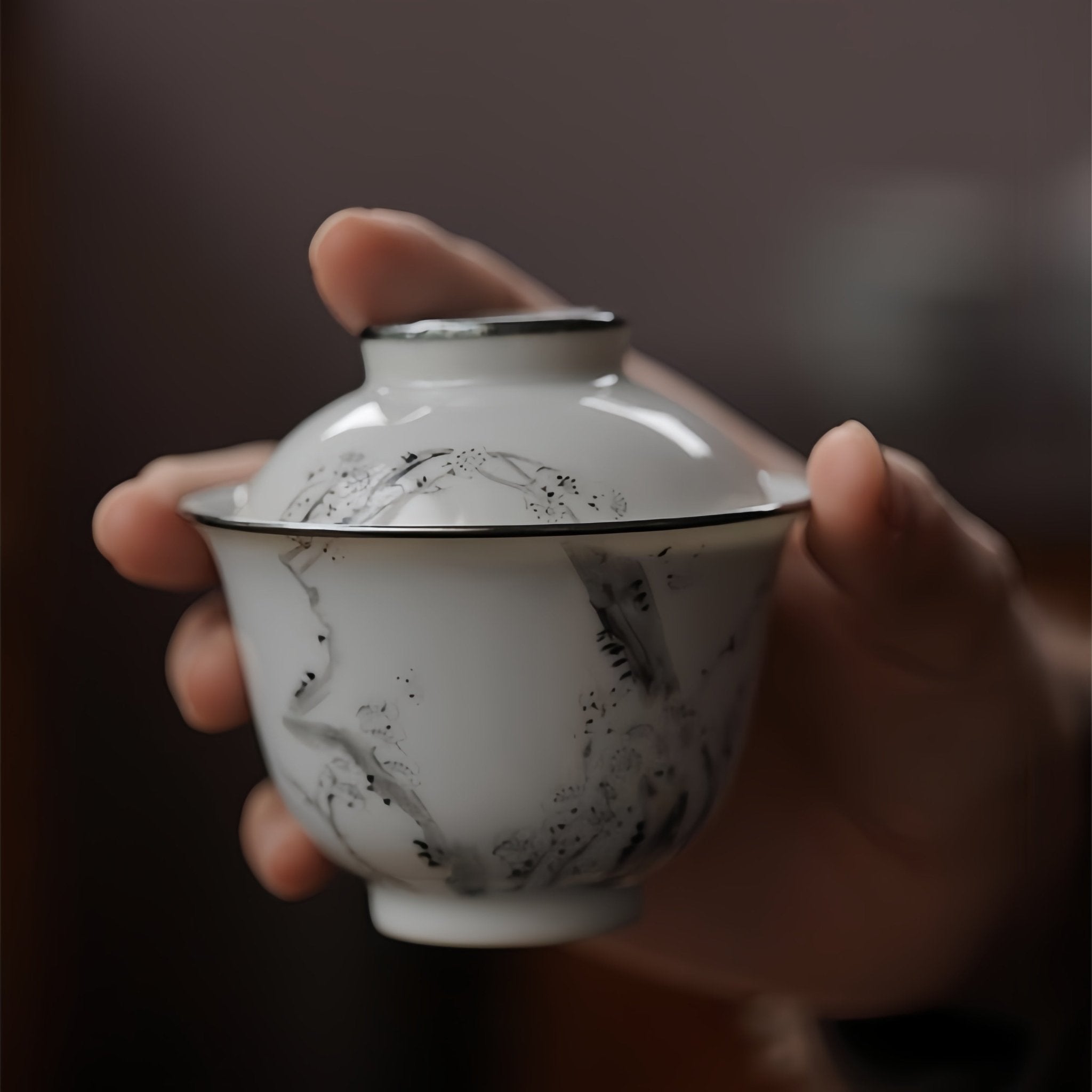 Mo Cai Mei Hua 110cc - Jing De Zhen Porcelain Gaiwan - zycs_China