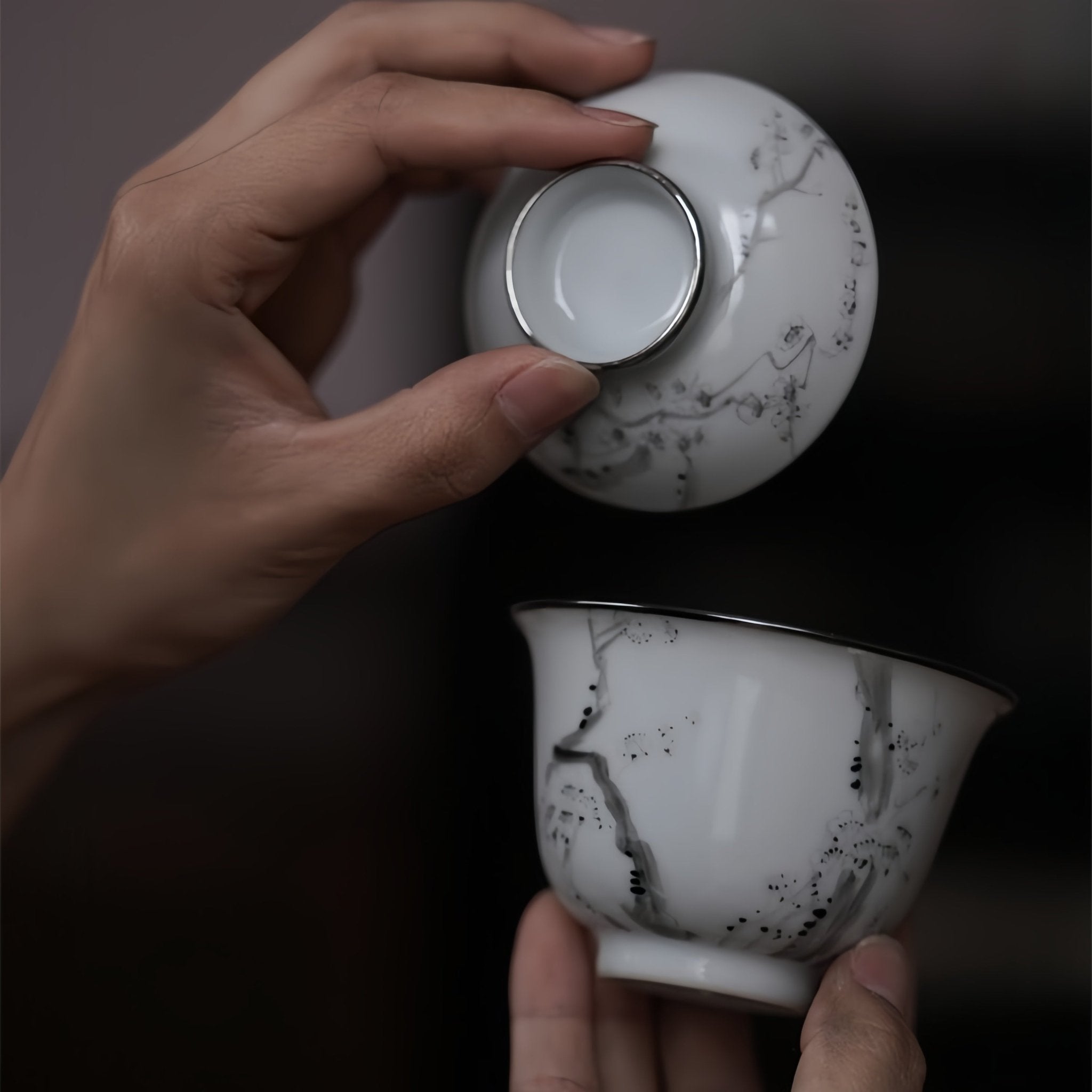 Mo Cai Mei Hua 110cc - Jing De Zhen Porcelain Gaiwan - zycs_China