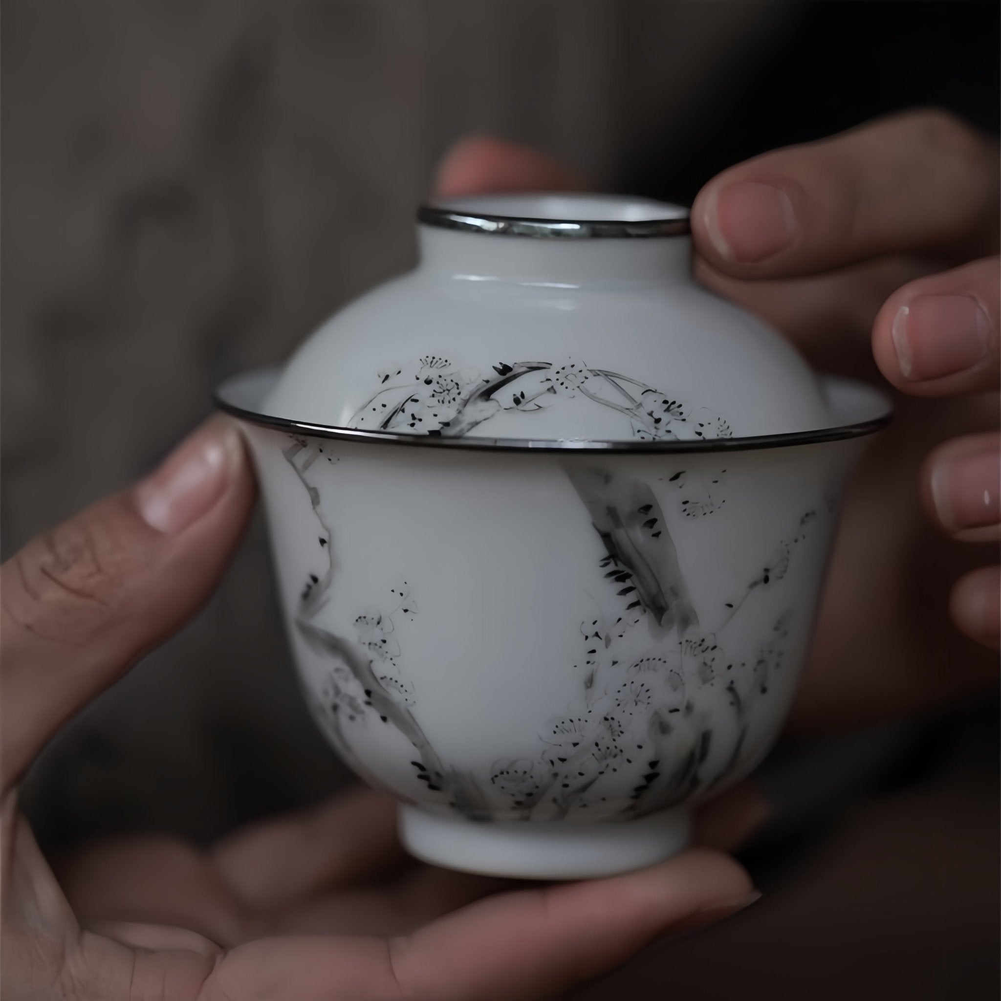 Mo Cai Mei Hua 110cc - Jing De Zhen Porcelain Gaiwan - zycs_China