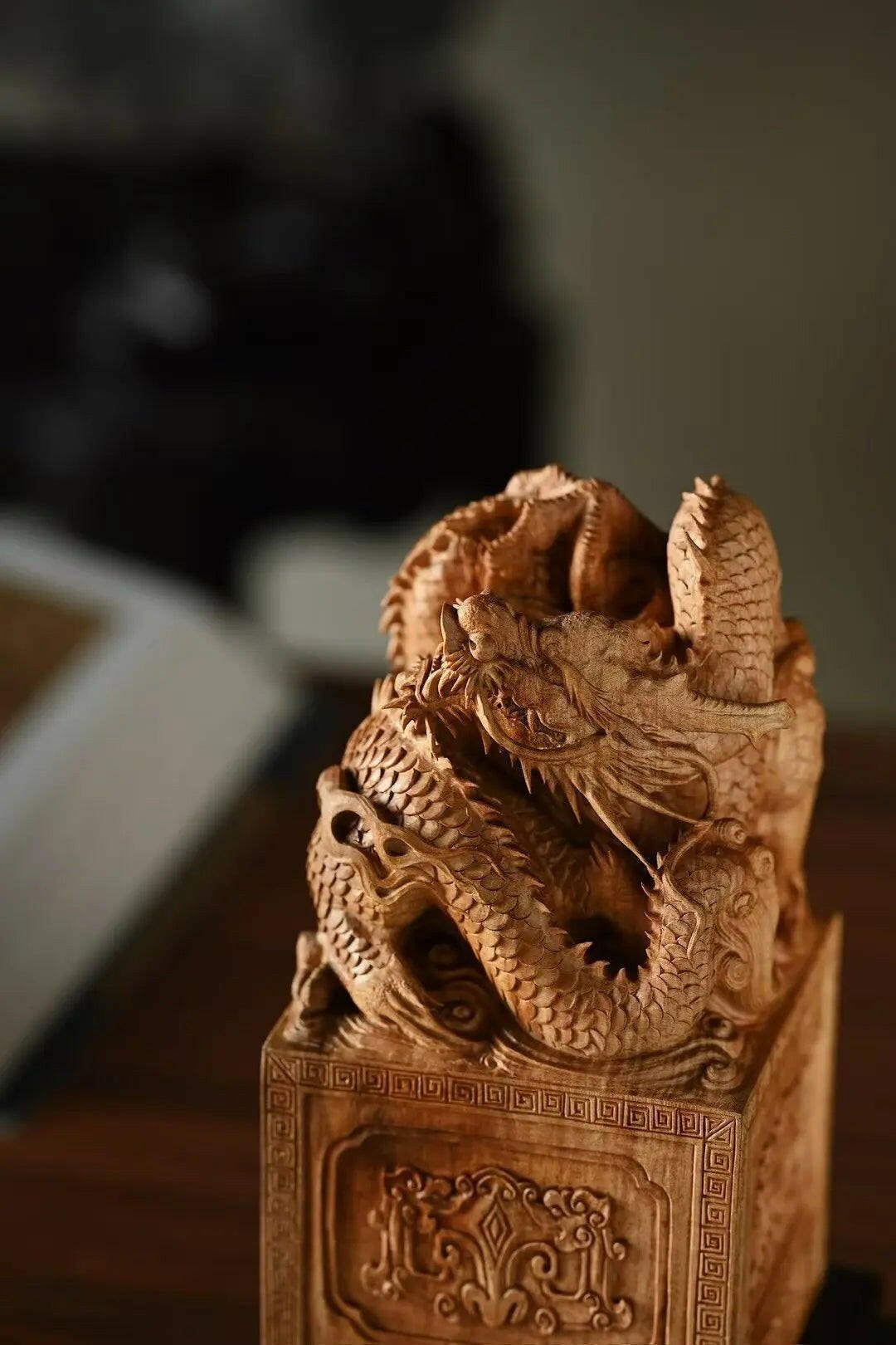 Pan Long - Wood Sculpture - zycs_China