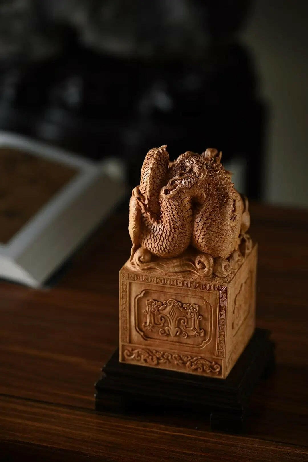 Pan Long - Wood Sculpture - zycs_China