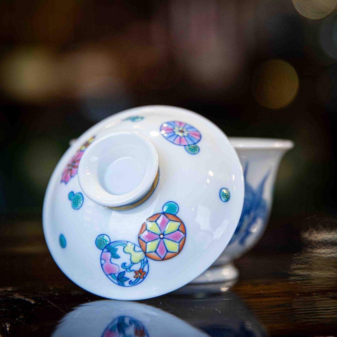 Pi Qiu Hua 110cc - Jing De Zhen Porcelain Gaiwan - zycs_China