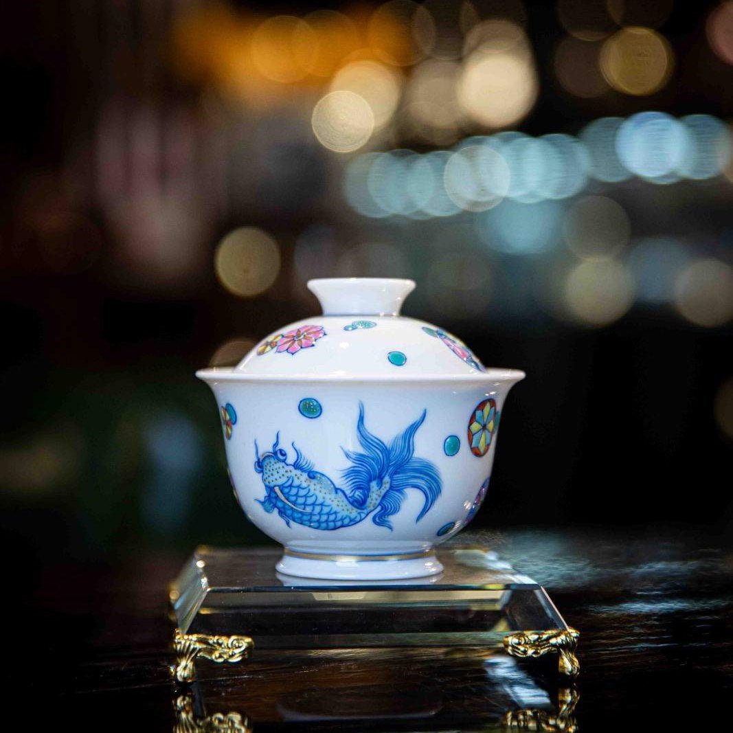 Pi Qiu Hua 110cc - Jing De Zhen Porcelain Gaiwan - zycs_China
