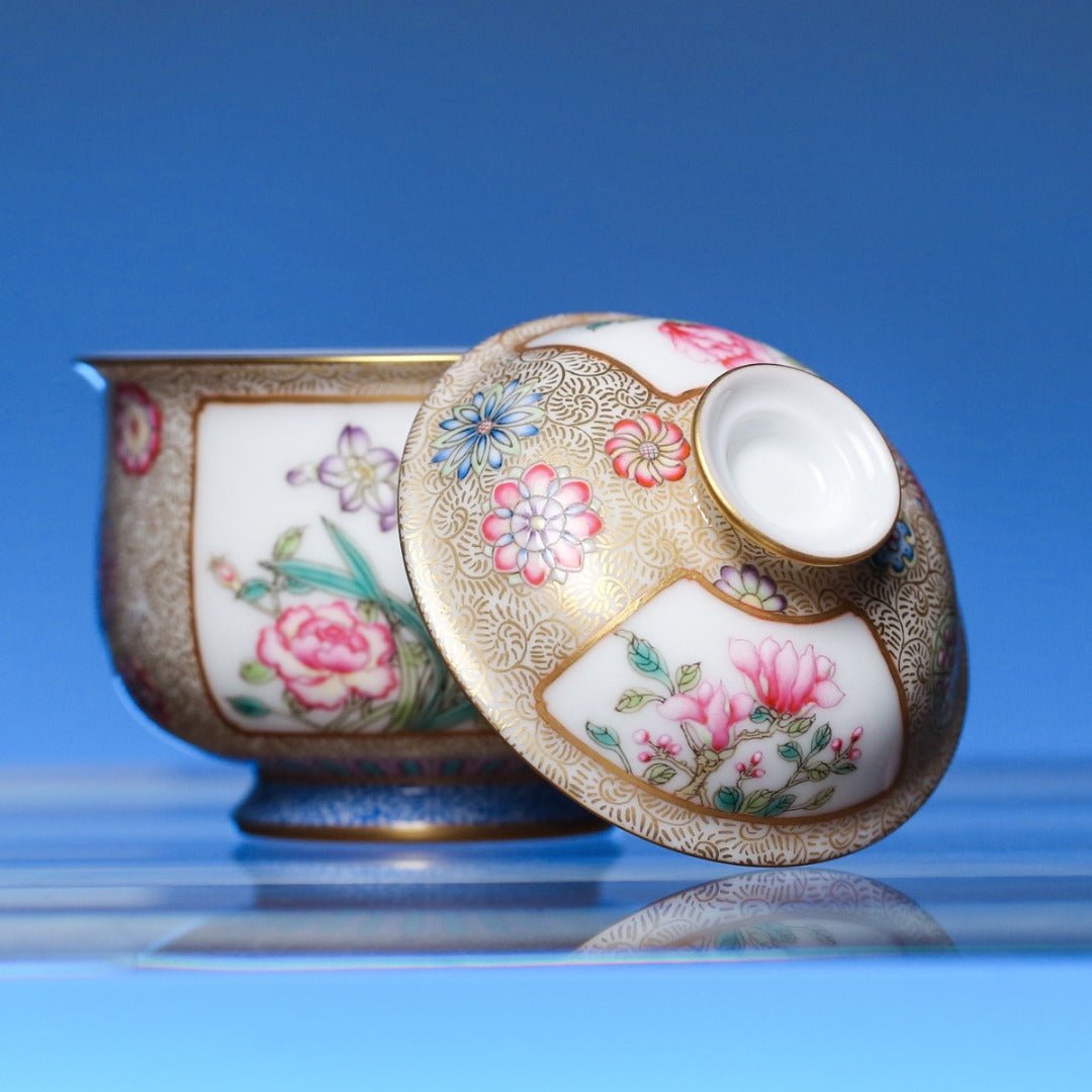 Pi Qiu Hua 120cc - Jing De Zhen Porcelain Gaiwan - zycs_China