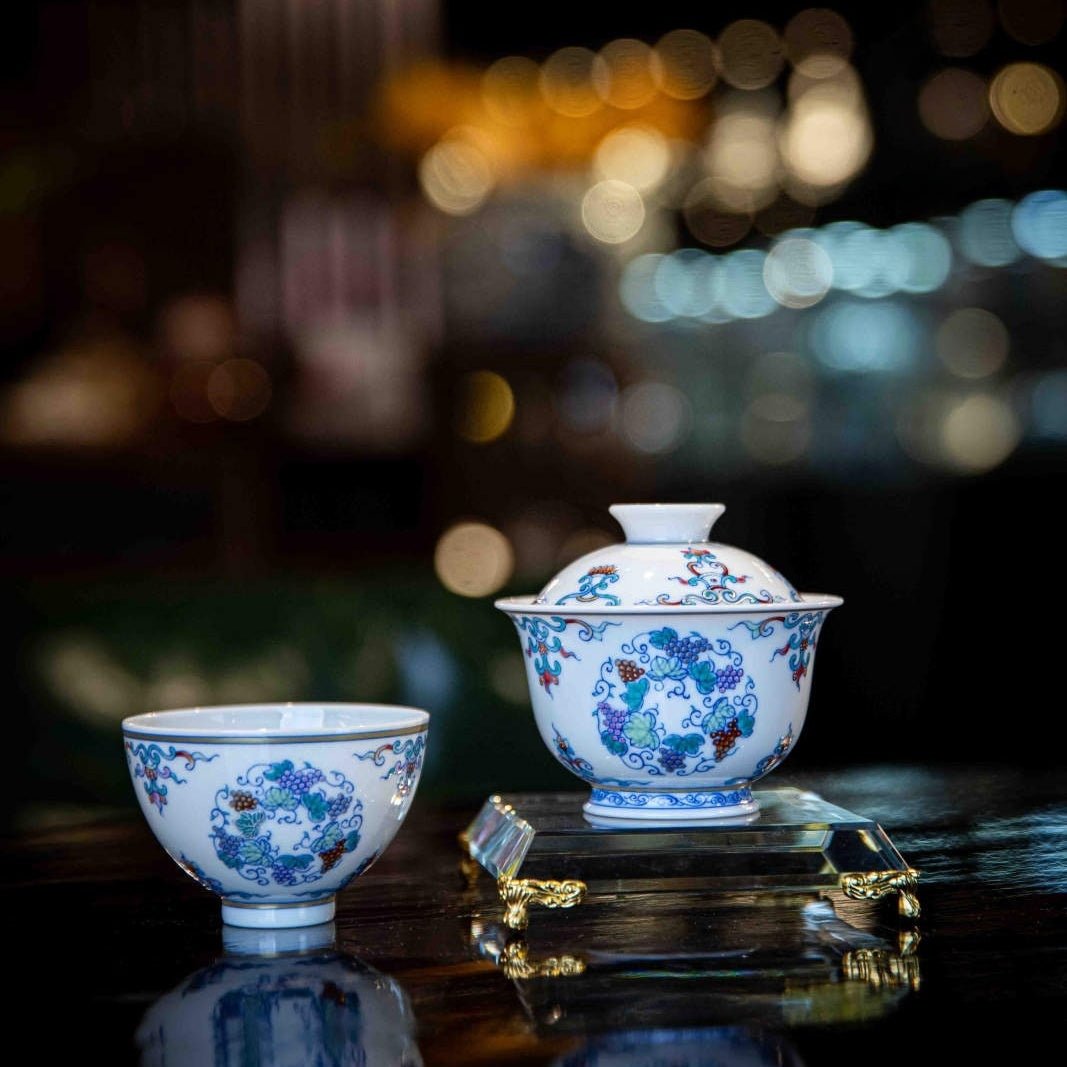 Pu Tao 110cc - Jing De Zhen Porcelain Gaiwan - zycs_China