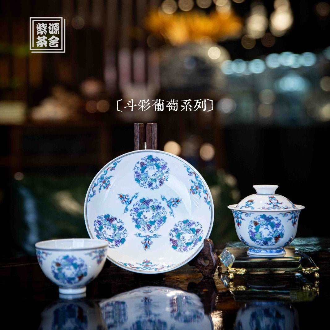 Pu Tao 110cc - Jing De Zhen Porcelain Gaiwan - zycs_China