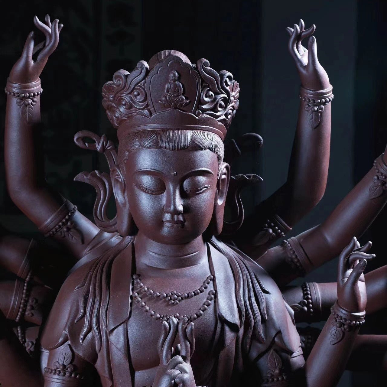 Qian Shou Guan Yin - Zisha Sculpture - zycs_China