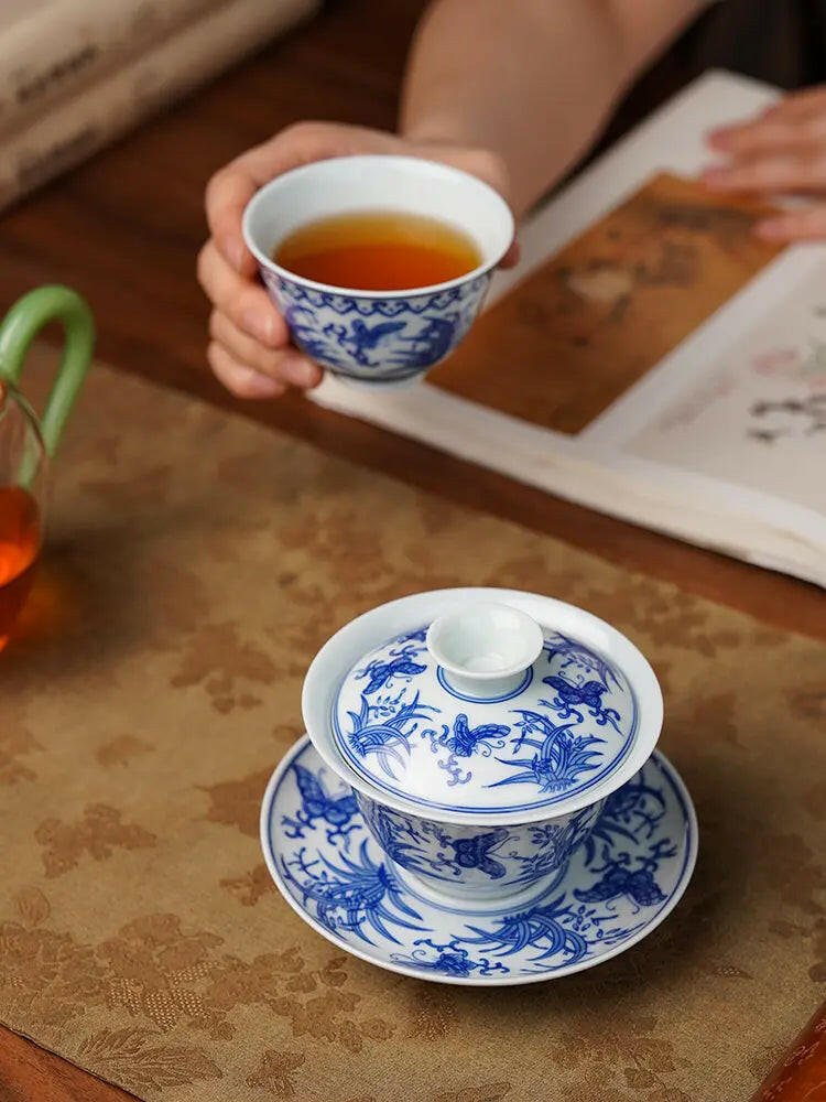 Ru Yi Die Lian Hua 160cc - Jing De Zhen Handmade Gai Wan - zycs_China - tea - teapot