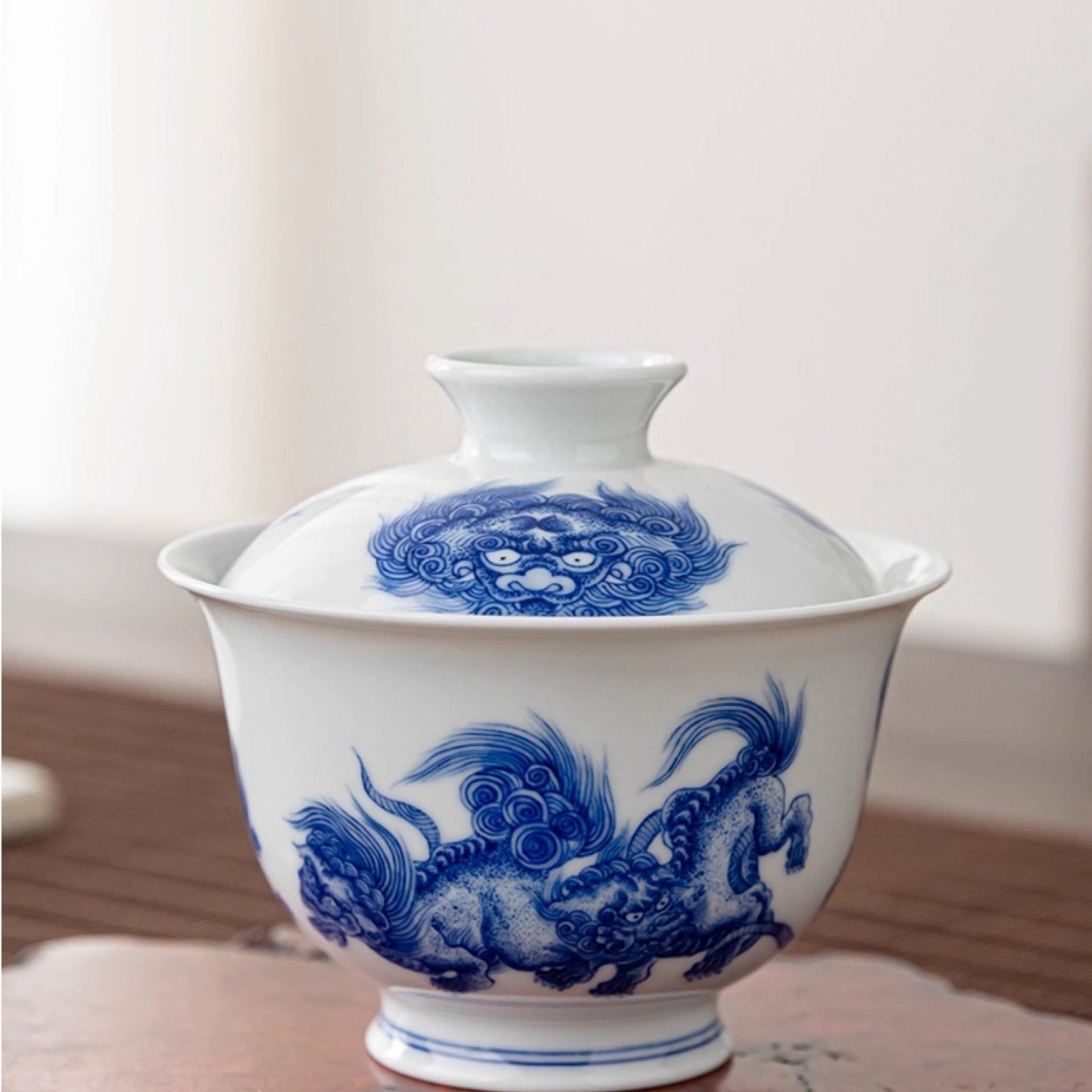 Shi Zi Xiu Qiu 150cc - Jing De Zhen Porcelain Gaiwan - zycs_China