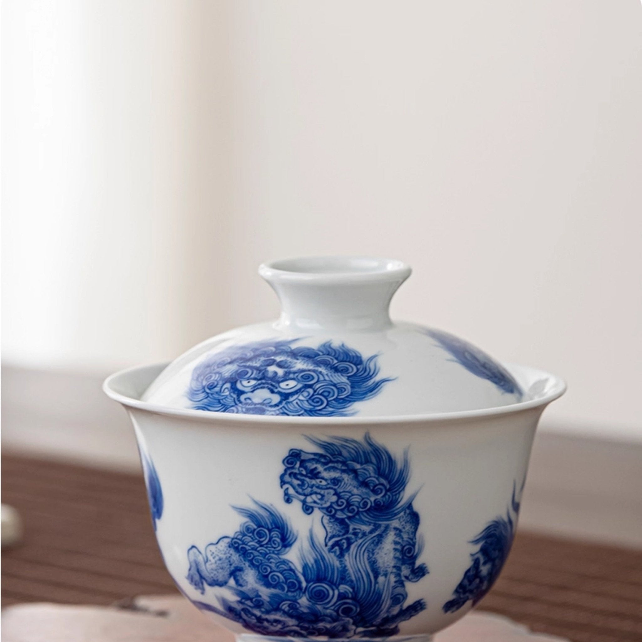 Shi Zi Xiu Qiu 150cc - Jing De Zhen Porcelain Gaiwan - zycs_China