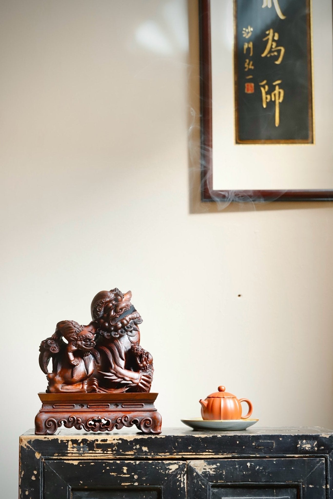 Shi Zi Xiu Qiu - Wood Sculpture - zycs_China