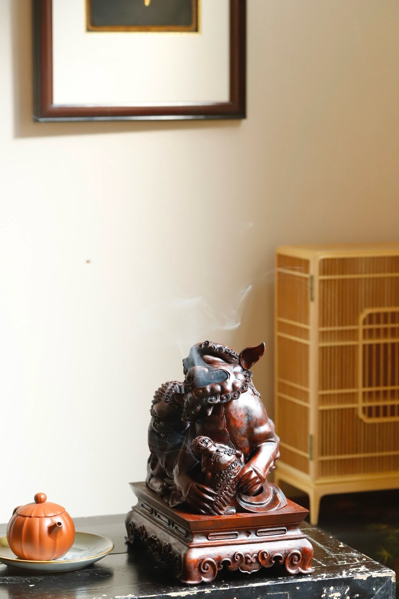 Shi Zi Xiu Qiu - Wood Sculpture - zycs_China