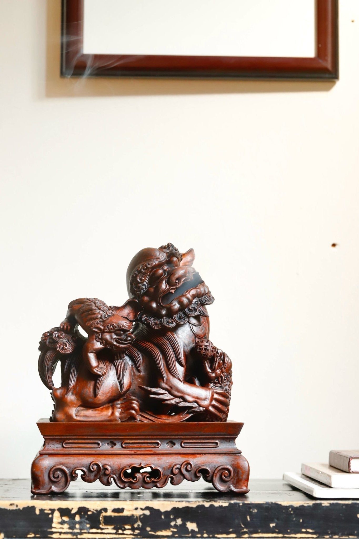 Shi Zi Xiu Qiu - Wood Sculpture - zycs_China