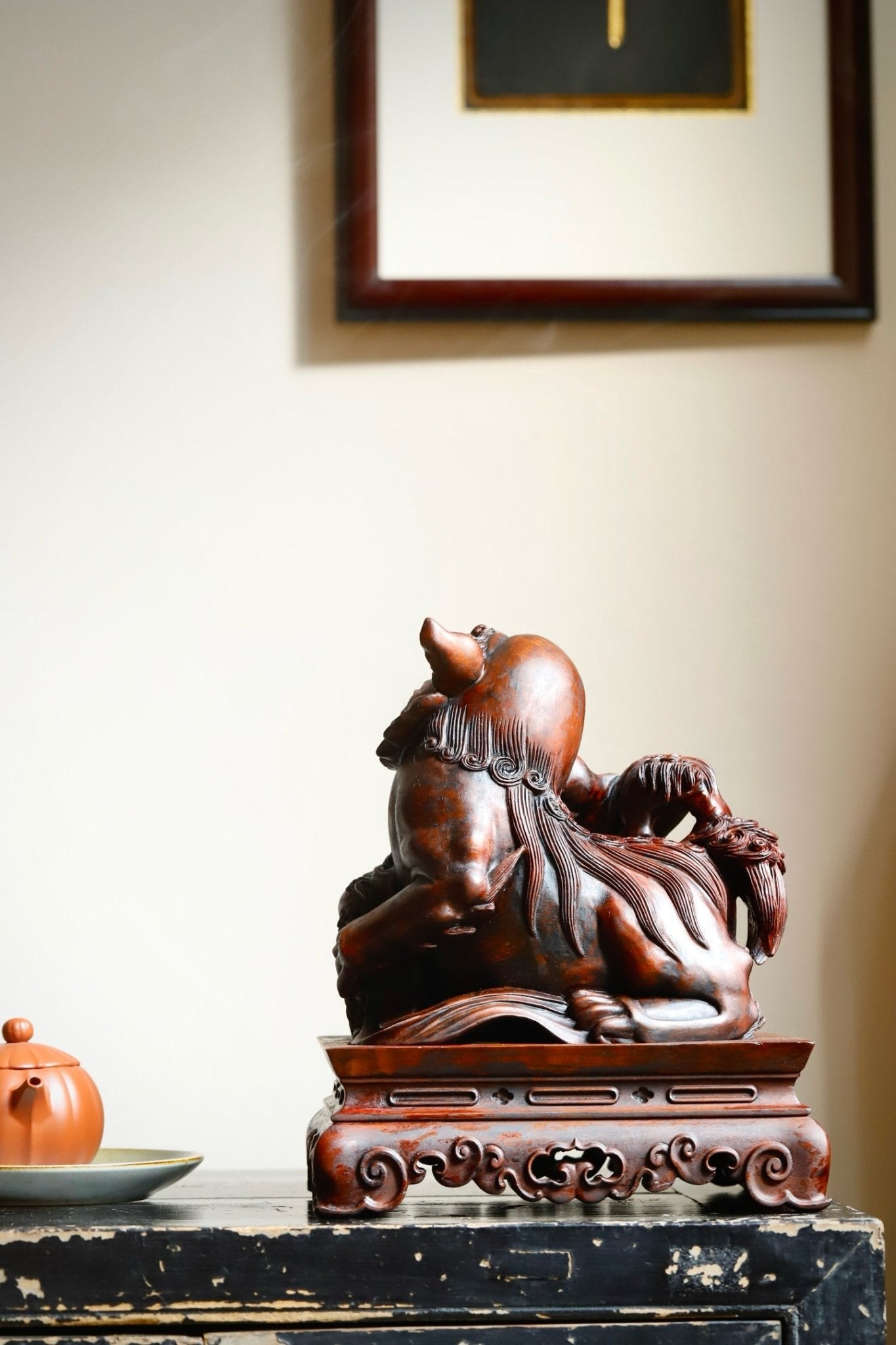 Shi Zi Xiu Qiu - Wood Sculpture - zycs_China