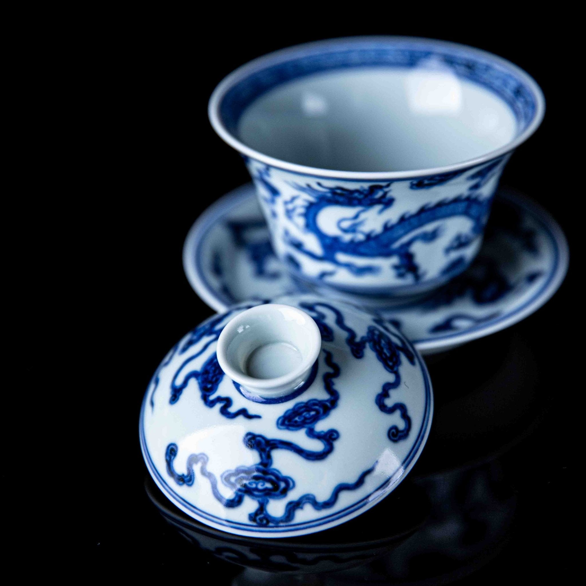 Shuang Long 120cc - Jing De Zhen Porcelain Gaiwan - zycs_China
