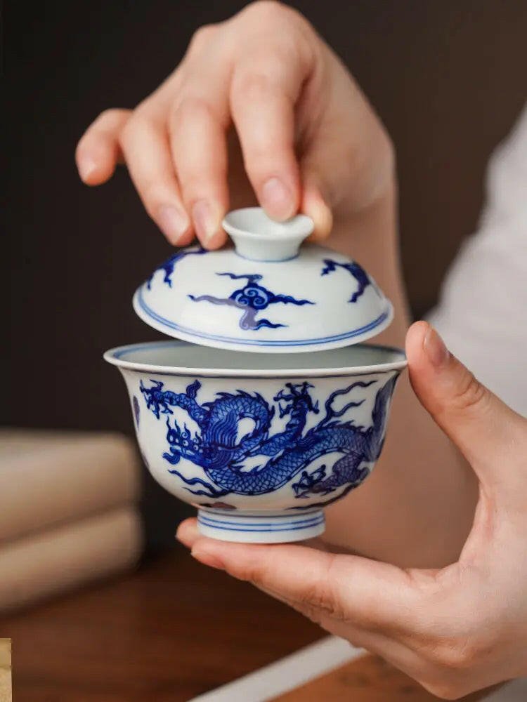 Shuang Long 150cc - Jing De Zhen Handmade Gai Wan - zycs_China - tea - teapot