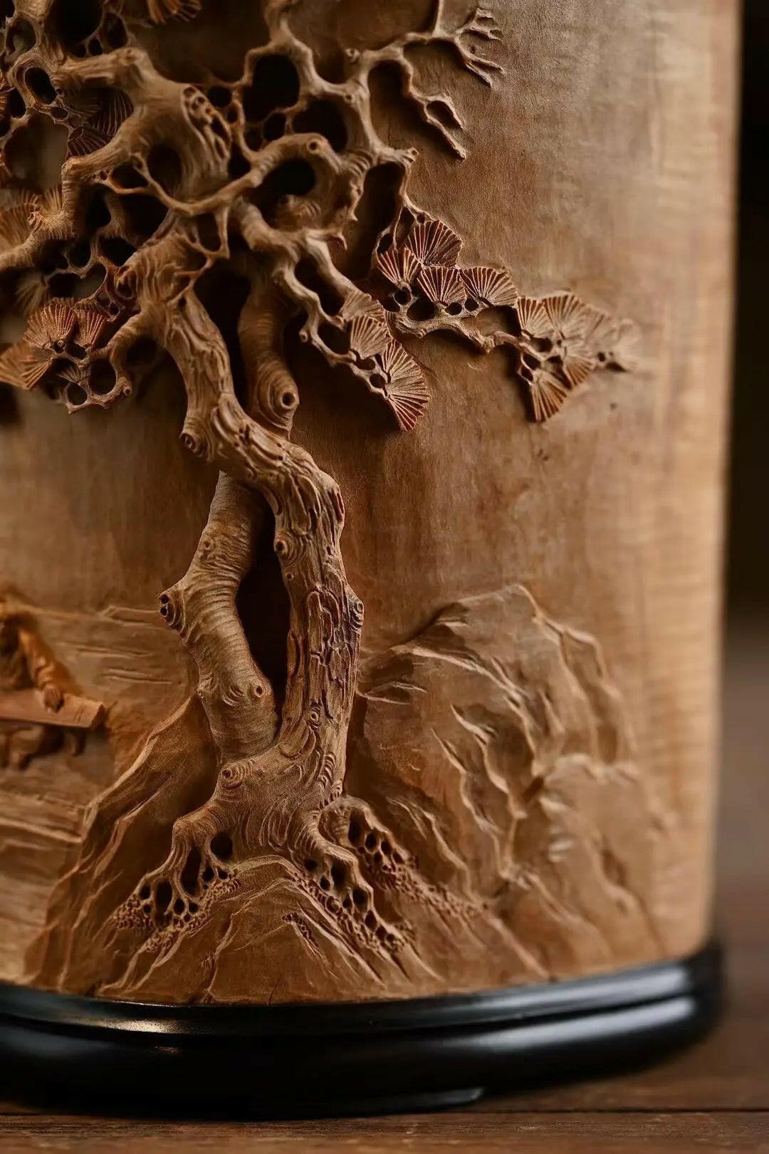 Song Xia Fu Qin · Pen holder - Wood Sculpture - zycs_China