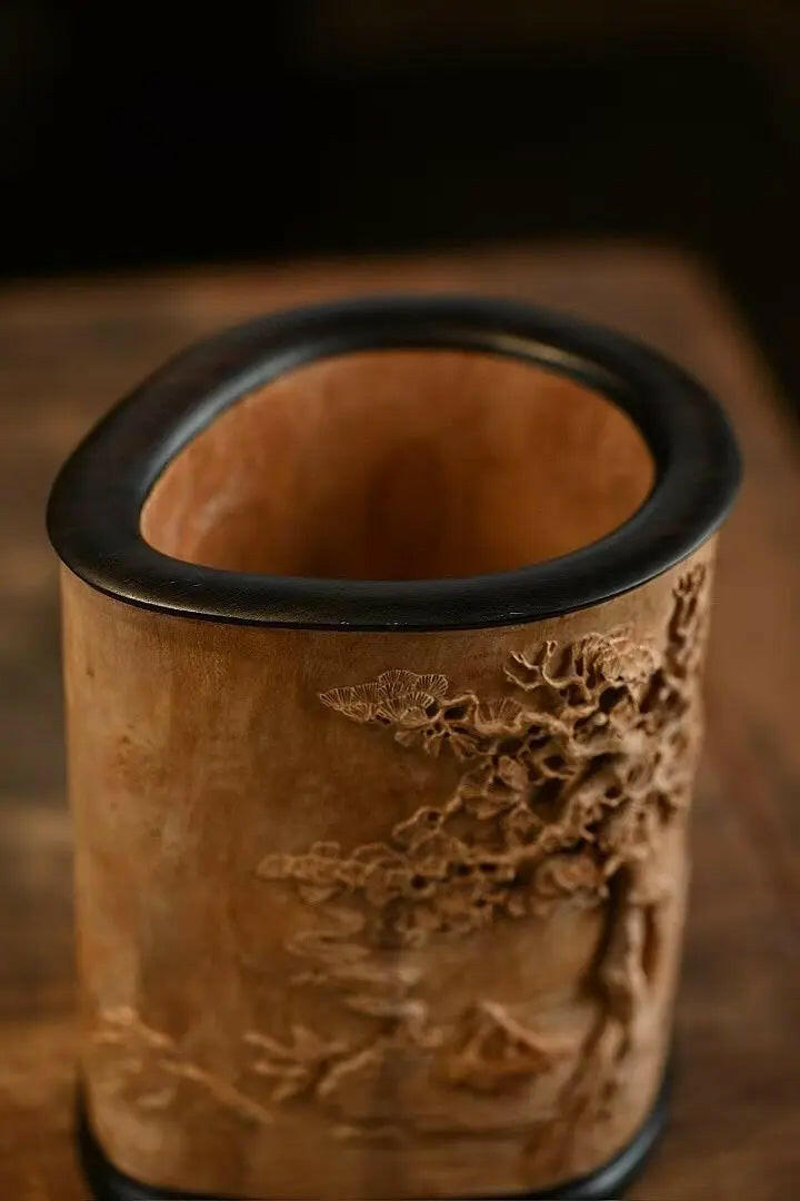 Song Xia Fu Qin · Pen holder - Wood Sculpture - zycs_China