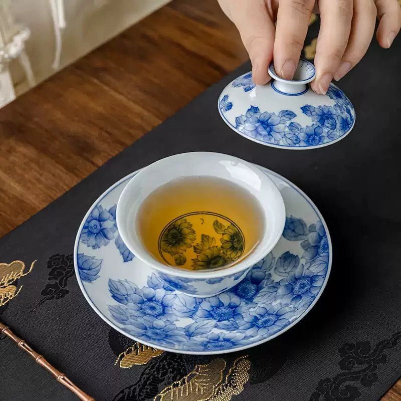 Tai Yang Hua 120cc - Jing De Zhen Porcelain Gaiwan - zycs_China