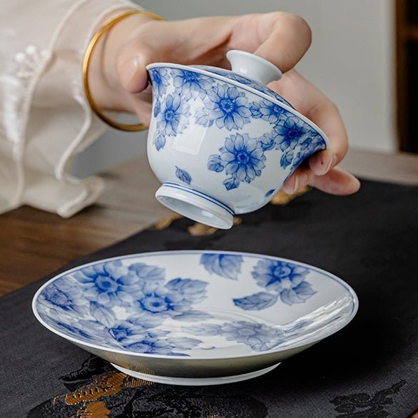 Tai Yang Hua 120cc - Jing De Zhen Porcelain Gaiwan - zycs_China
