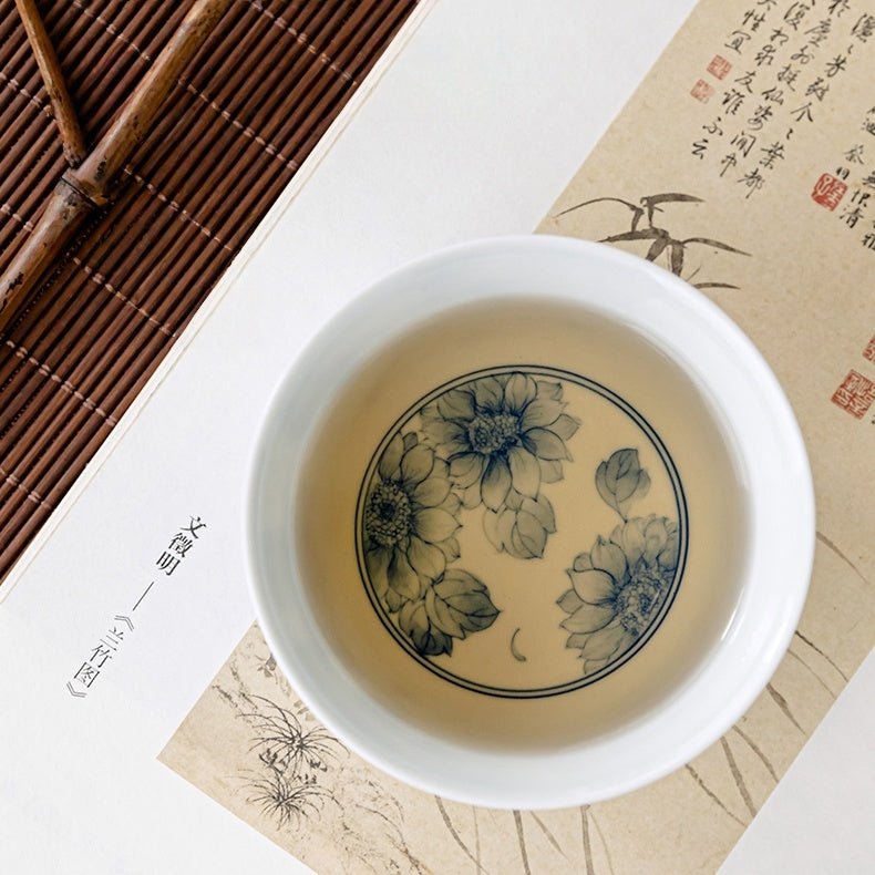 Tai Yang Hua 120cc - Jing De Zhen Porcelain Gaiwan - zycs_China