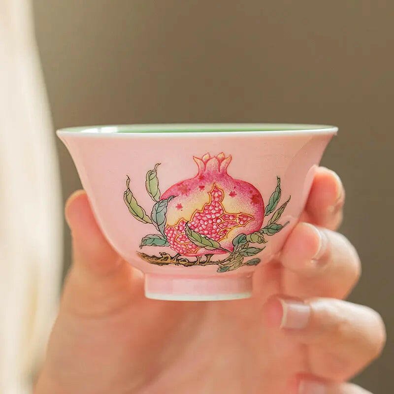 Tao Hong Shi Liu - Jing De Zhen Porcelain Teacup - zycs_China - tea - teapot