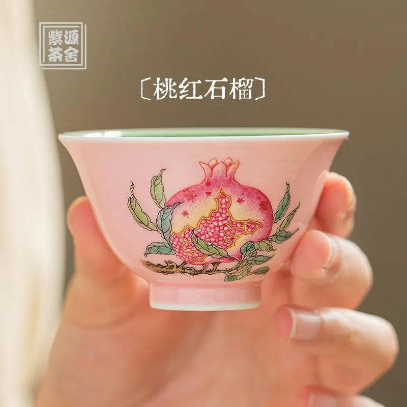 Tao Hong Shi Liu - Jing De Zhen Porcelain Teacup - zycs_China - tea - teapot