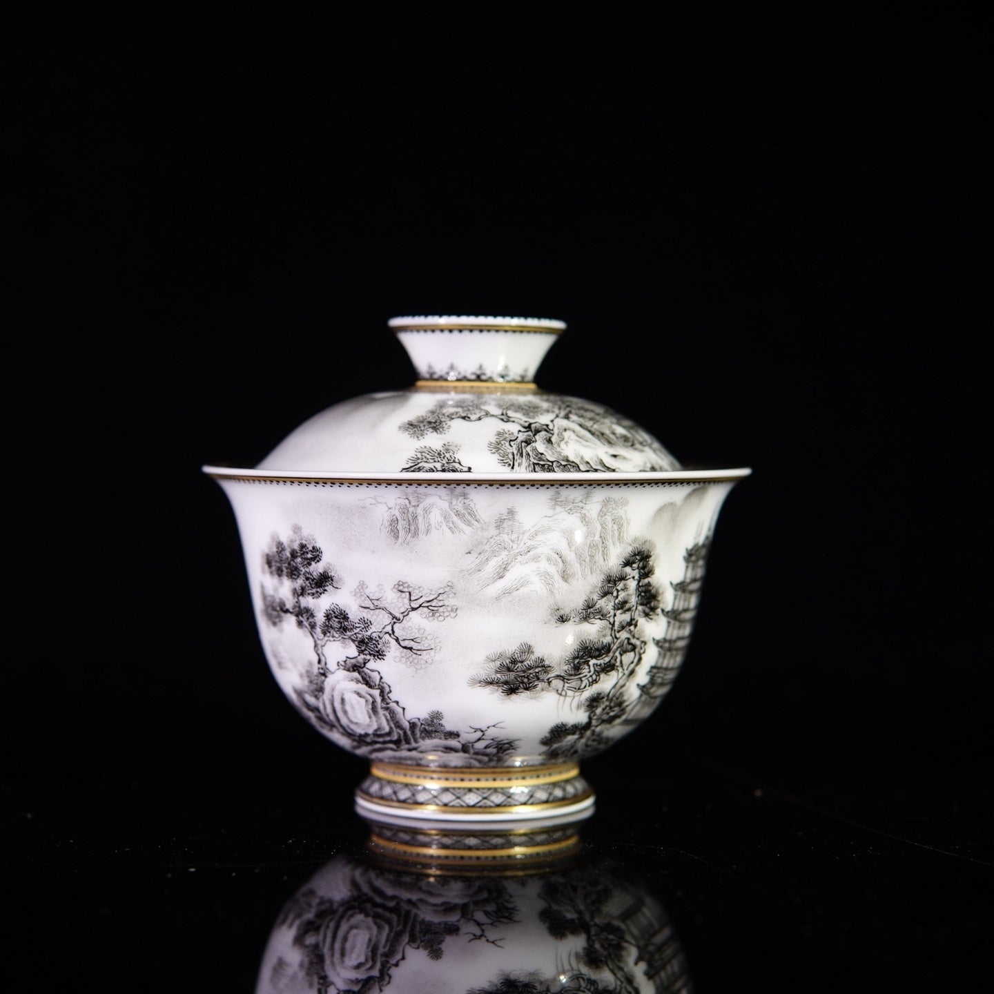 Ting Tai Lou Ge 130cc - Jing De Zhen Porcelain Gaiwan - zycs_China