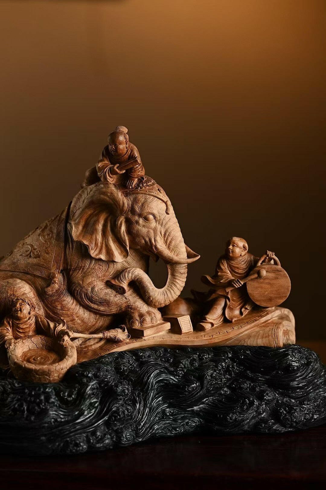 Tong Zi Xi Xiang Tu - Wood Sculpture - zycs_China