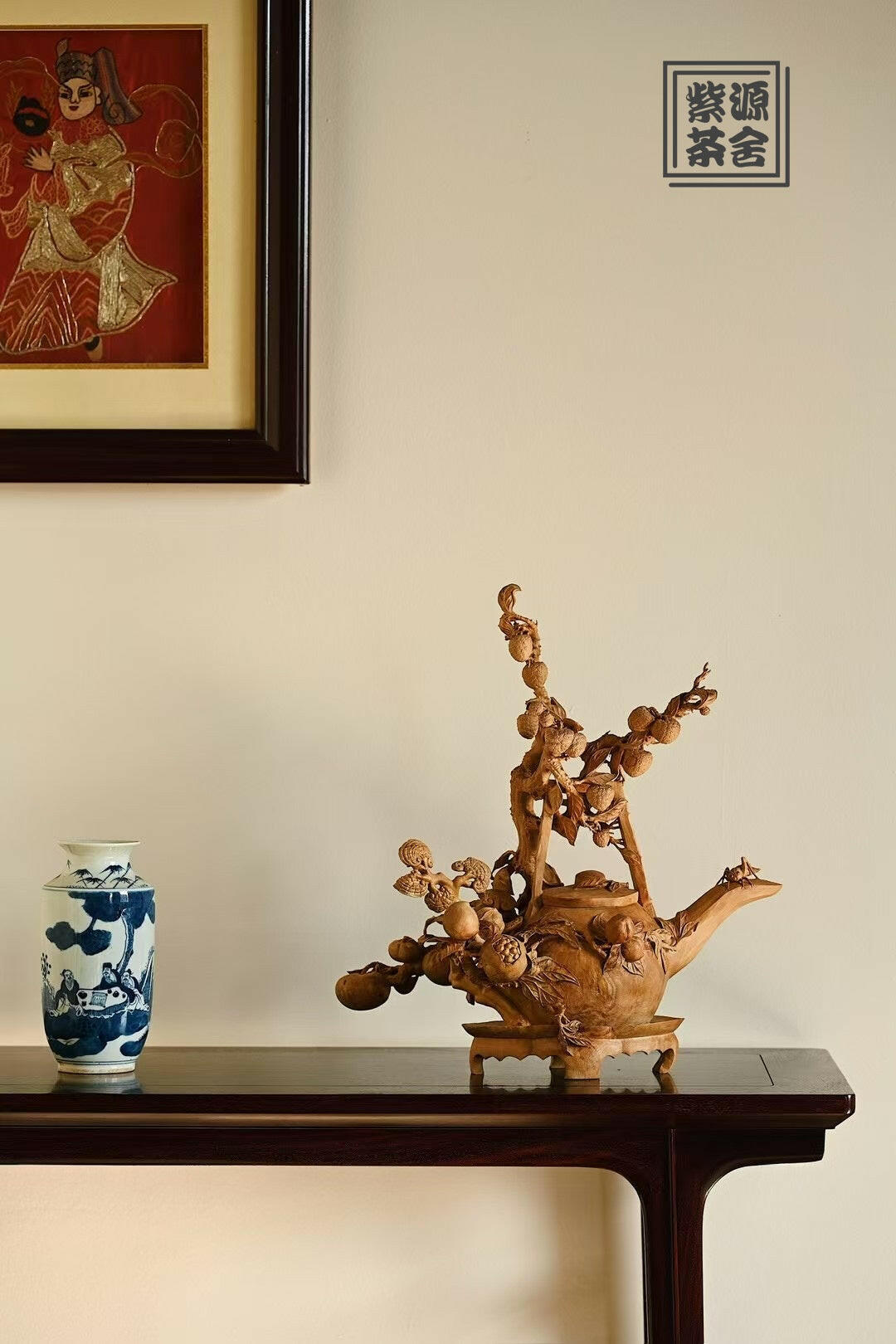Fu Lu Fu Gui - Wood Sculpture zycschina