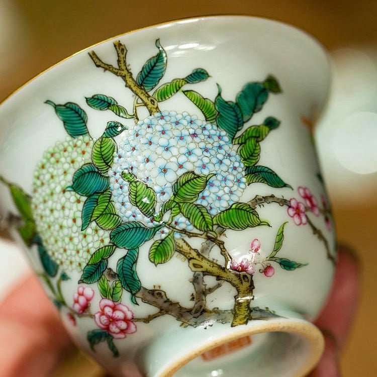 Xiu Qiu Hua 120cc - Jing De Zhen Porcelain Gaiwan - zycs_China