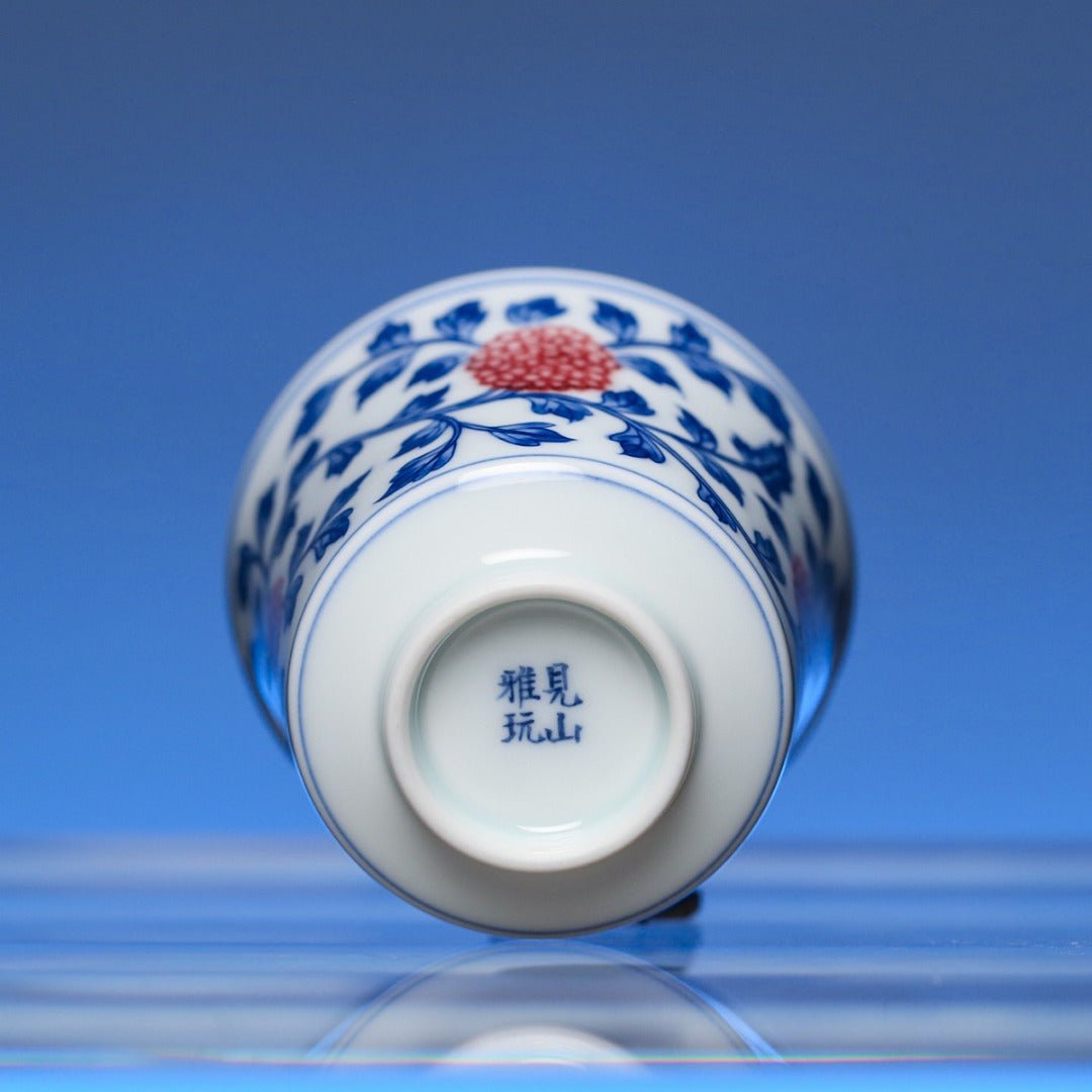 Xiu Qiu Hua 160cc - Jing De Zhen Porcelain Gaiwan - zycs_China
