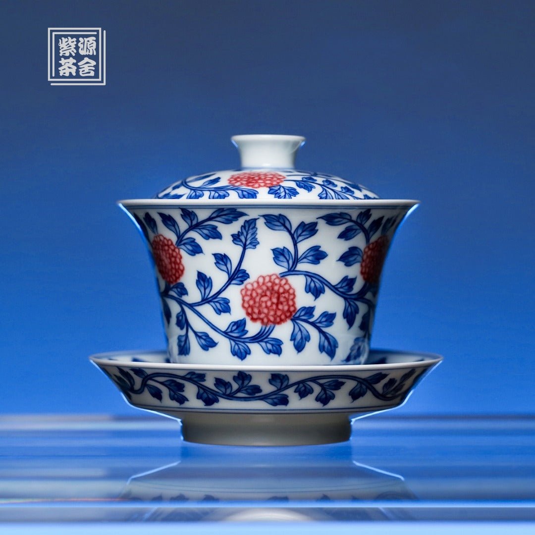 Xiu Qiu Hua 160cc - Jing De Zhen Porcelain Gaiwan - zycs_China