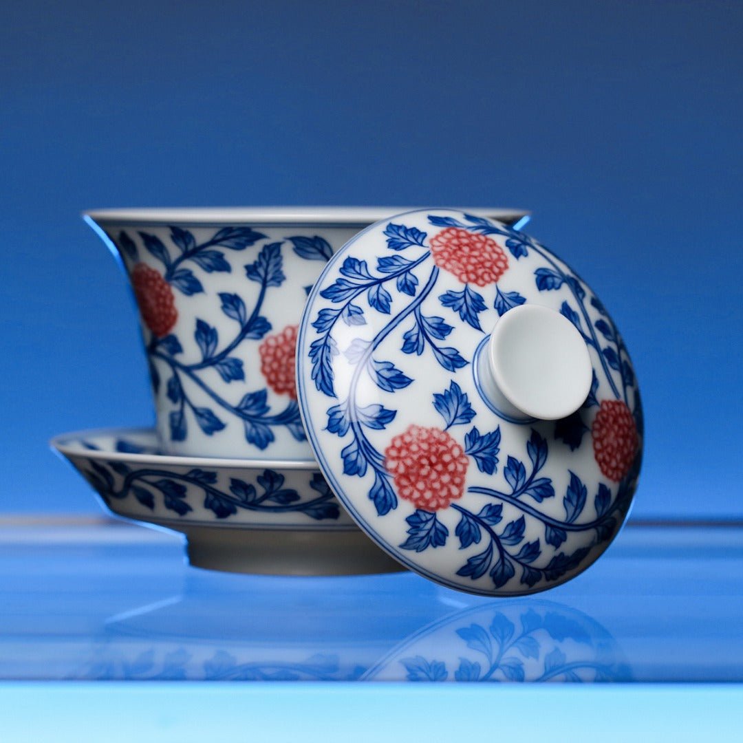 Xiu Qiu Hua 160cc - Jing De Zhen Porcelain Gaiwan - zycs_China