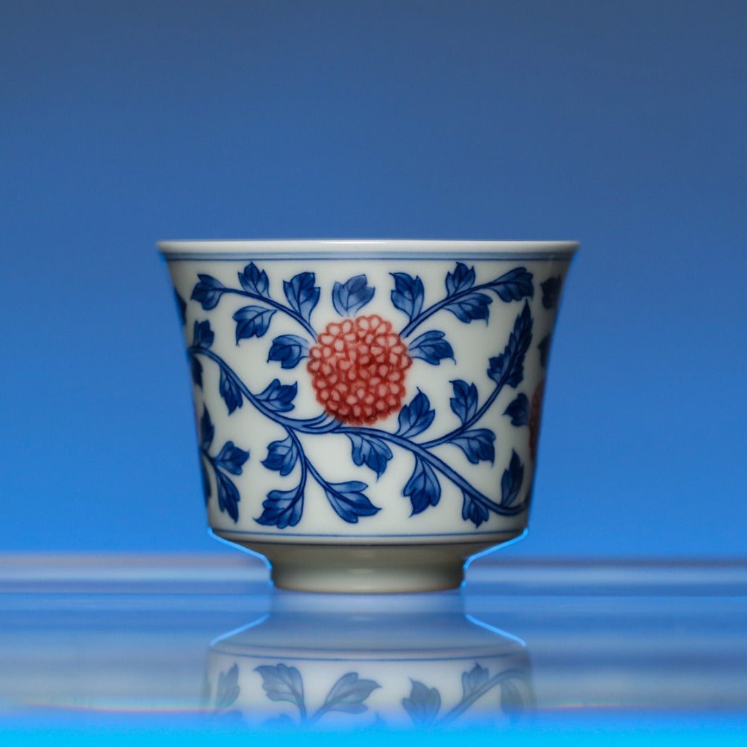 Xiu Qiu Hua 160cc - Jing De Zhen Porcelain Gaiwan - zycs_China